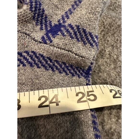 Cynthia Rowley Grey Blue 3/4 Sleeve Checkered Knit Pullover Sweater Work Office - Picture 7 of 8